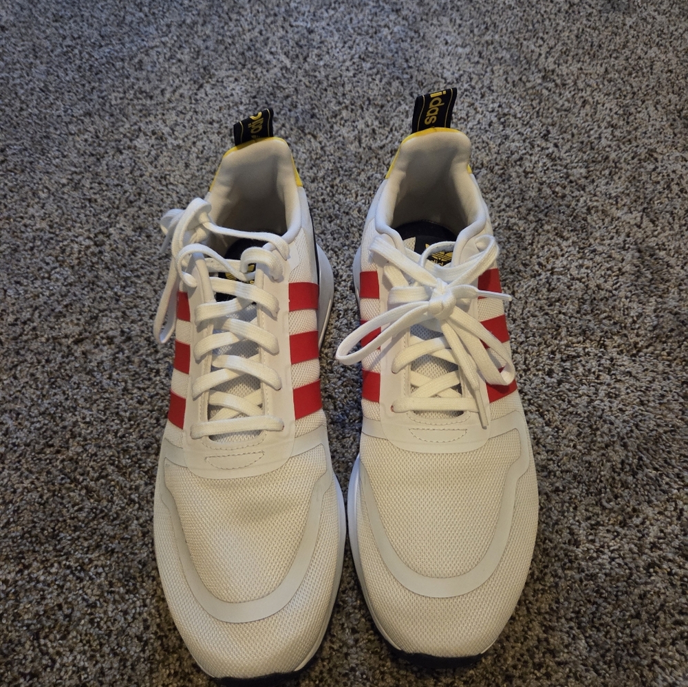 Adidas Men's White Sneakers with Red Stripes